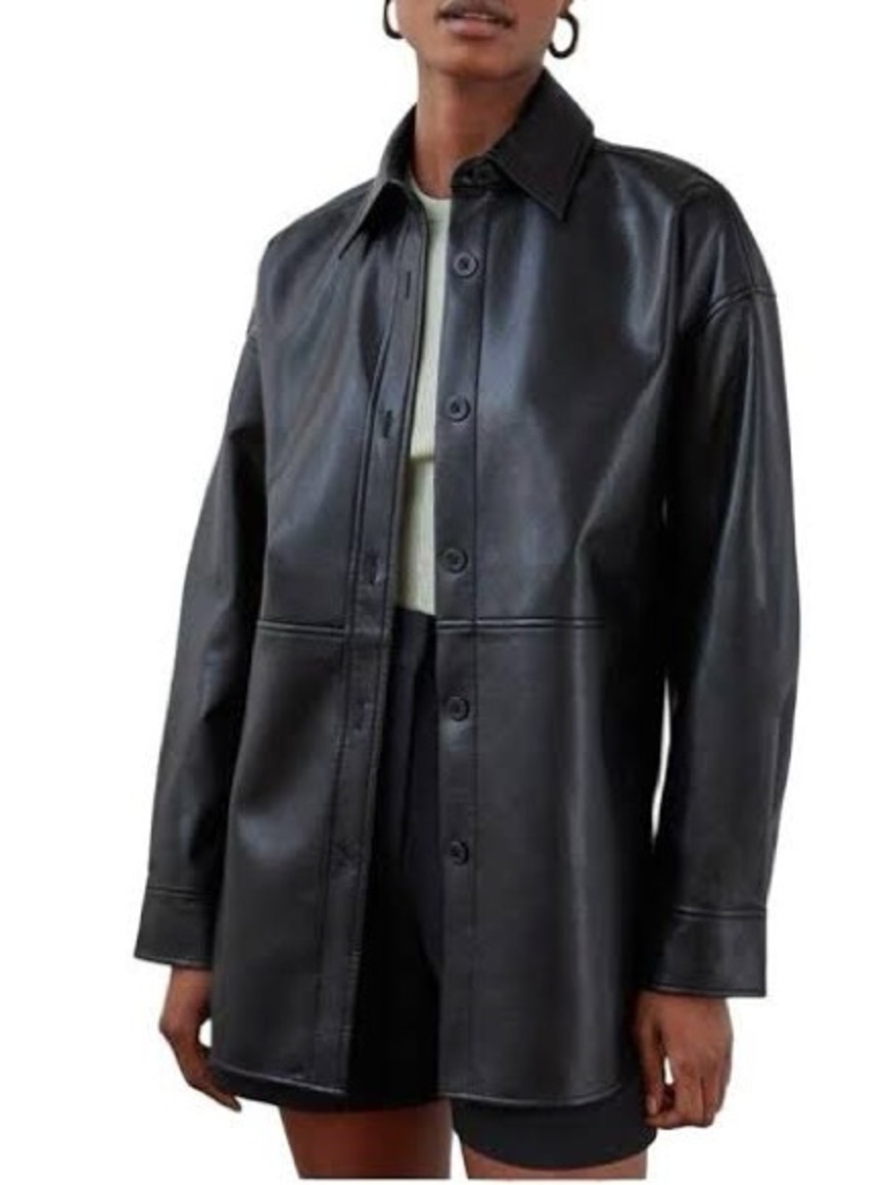 Aritzia Babaton Pelli Vegan Leather Shirt Jacket - Black - Size S